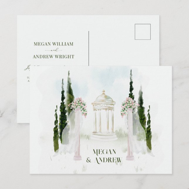 Cartão Postal Arca de Casamento Floral (Frente/Verso)