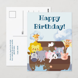 Cartão Postal Arca de Noé de Aniversário