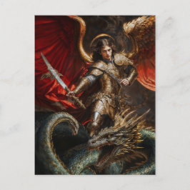 Cartão Postal Arcanjo Miguel Lutando Contra a Serpente
