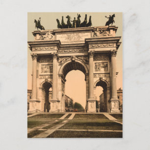 Cartão Postal Arch da Paz, Milão, Lombardia, Itália