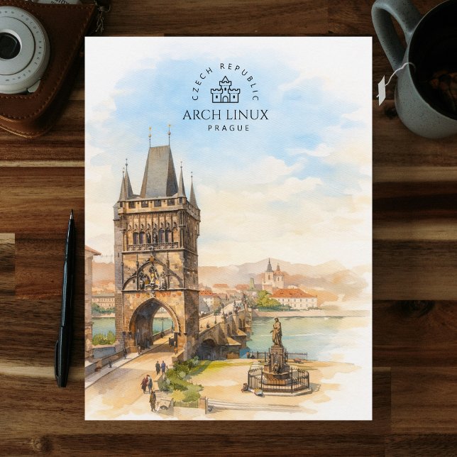 Cartão Postal Arch Linux, Praga, República Tcheca  | Aquarela (Arch Linux, Prague, Czech Republic | Watercolor Postcard)