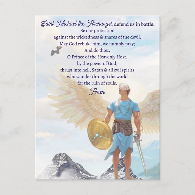 Cartão Postal Archangel Michael Protection Courage Angel Prayer (Frente)