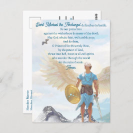 Cartão Postal Archangel Michael Protection Courage Blue Prayer