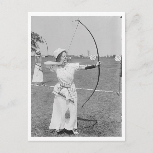 Cartão Postal Archery History Woman Archer 1915 Foto (Frente)