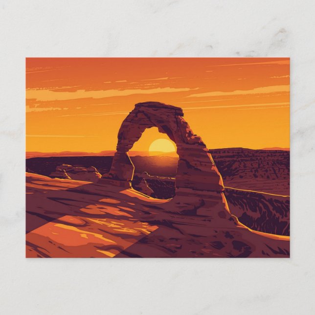 Cartão Postal Arches Delicate Arch Sunset Art (Frente)