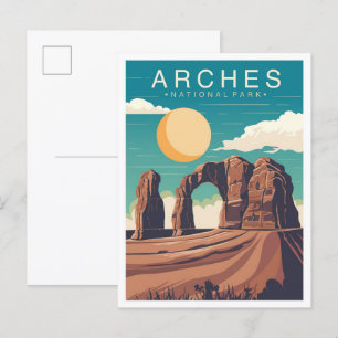 Cartão Postal Arches National Park Utah EUA Ilustração de Viagem