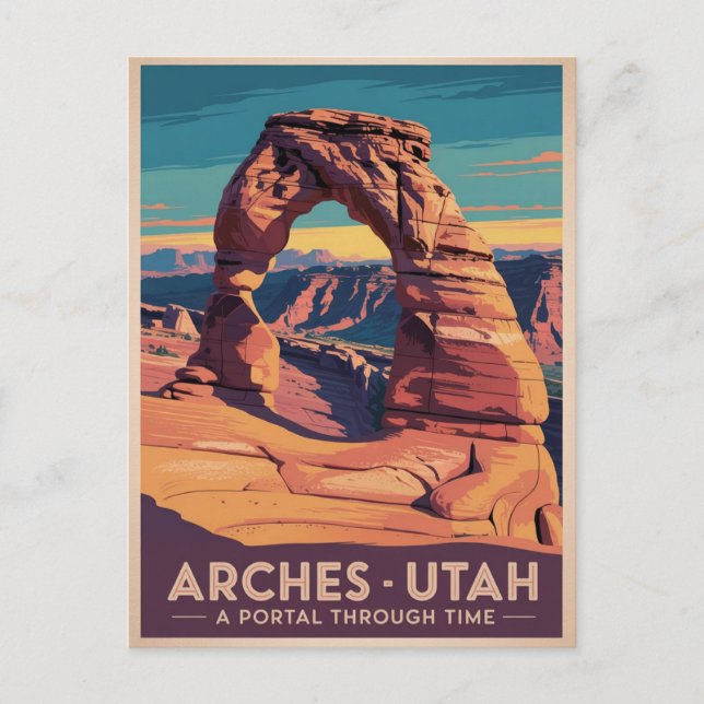 Cartão Postal Arches Utah - Poster de Viagens vintage (Frente)