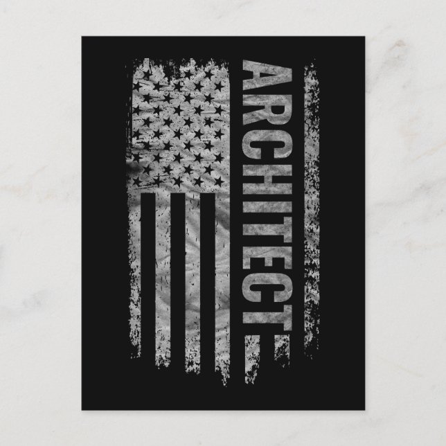 Cartão Postal Architect USA Flag Distressed design (Frente)