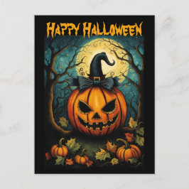 Cartão Postal Arco Assustador do Halloween Pumpkin Negro