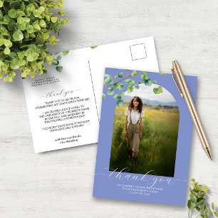 Cartão Postal Arco Boho com Hera em Azul Centáurea Grad Agradeci