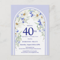 Arco Boho Floral Azul Branco 40º Aniversário