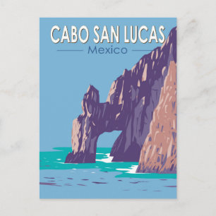 Cartão Postal Arco de Cabo San Lucas México Viagem Arte Vintage