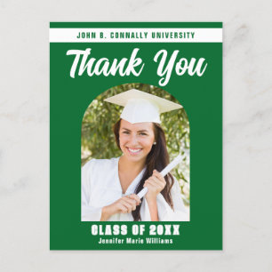 Cartão Postal Arco de Foto de Graduado Verde Obrigado pela Gradu