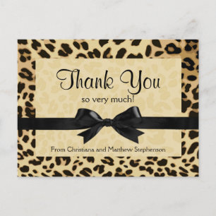 Cartão Postal Arco de Impressão Leopardo Obrigado Nota
