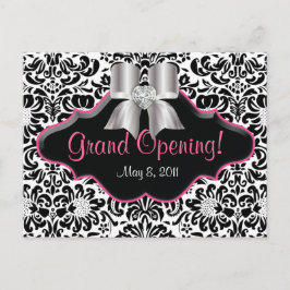 Cartão Postal Arco de Joias Pretas Cor-de-Rosa Preta Damask Cart