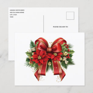 Cartão Postal Arco de Natal Vermelho e Dourado Festivo