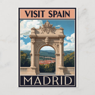 Cartão Postal Arco do Portão de Madrid Espanha Arte