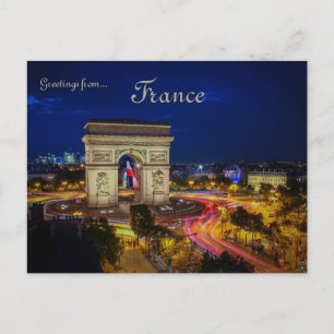 Cartão Postal Arco do Triunfo da Estrela Paris França