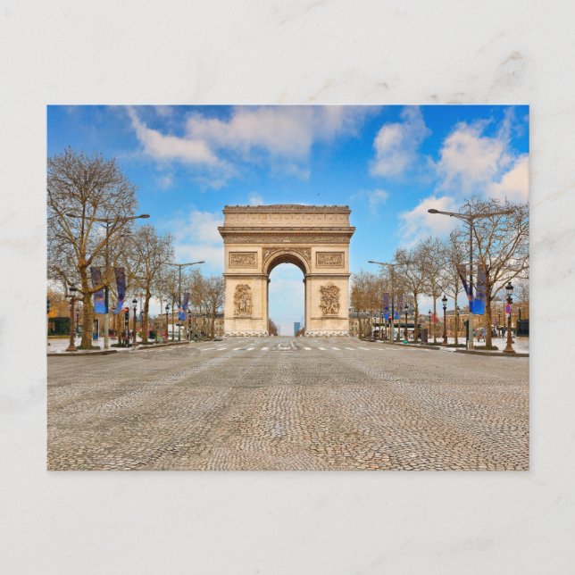 Cartão Postal Arco do Triunfo em Champs Elysee em Paris, França (Frente)