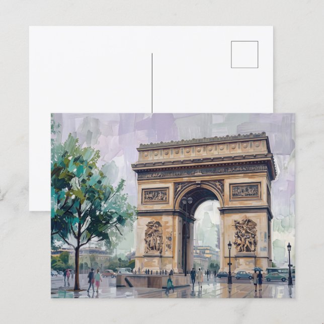 Cartão Postal Arco do Triunfo, Paris, França (Frente/Verso)