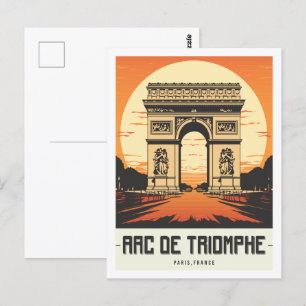 Cartão Postal Arco do Triunfo Paris França Local de Viagem Famos