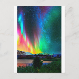Cartão Postal arco-íris Aurora Borealis art2