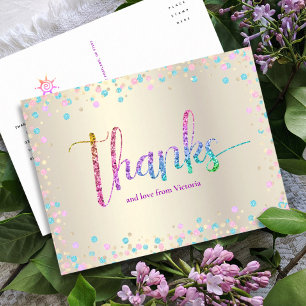Cartão Postal Arco-íris Brilho Dourado Sweet 16 Aniversário Obri