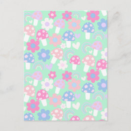 Cartão Postal Arco-Íris, Cogumelos Frescos E Flores