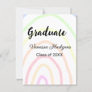 Cartão Postal Arco-íris colorido boho graduação adicionar nome a