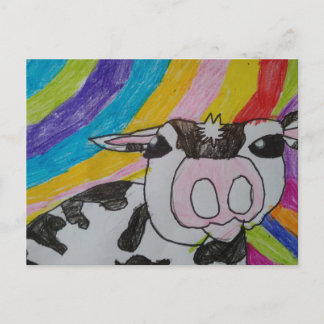 Cartão Postal Arco-íris com Vaca Holstein