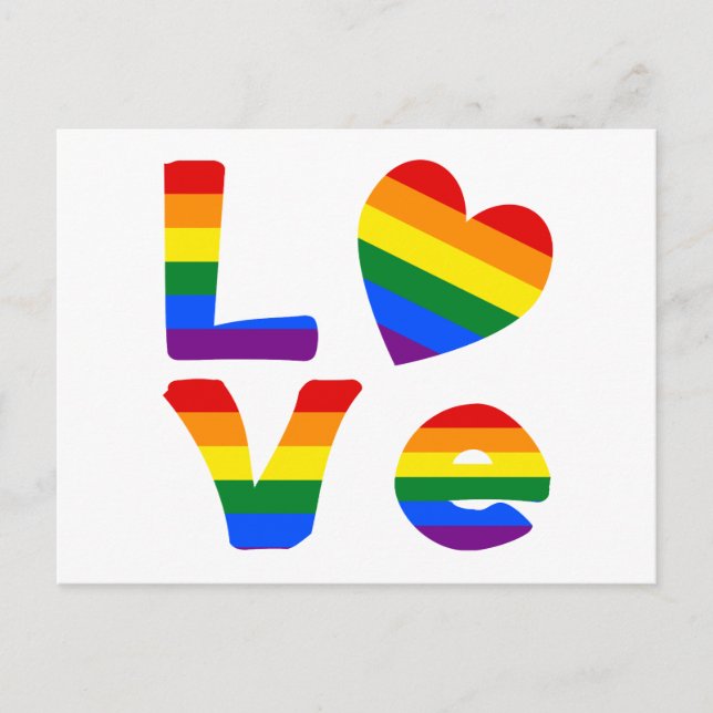 Cartão Postal Arco-íris de Amor Gay (Frente)