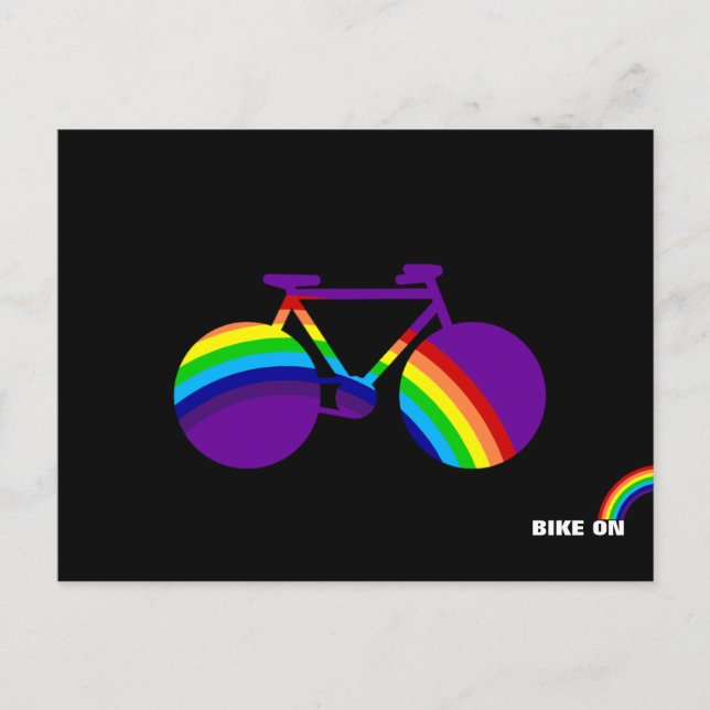 Cartão Postal arco-íris de bicicleta e cor (Frente)