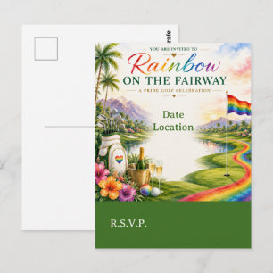 Cartão Postal Arco-íris de Golfe na Celebração de Golfe Pride na