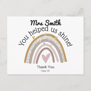 Cartão Postal Arco-íris de presente para agradecer ao professor
