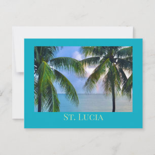 Cartão Postal Arco-íris entre palmeiras / St. Lucia