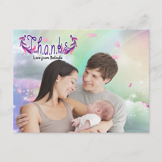 Cartão Postal Arco-íris, Nuvens fofas & Foto de Borboleta Postca (Frente)