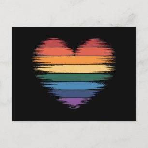 Cartão Postal Arco-íris Orgulho Coração Impressão LGBT Orgulho G