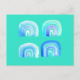 Cartão Postal Arco-íris retral de Pastel Azul