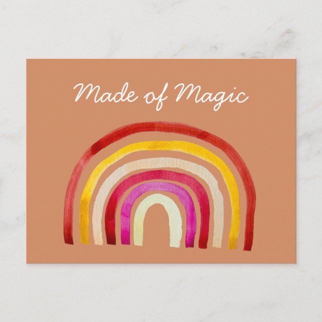 Cartão Postal Arco-íris retrô fofo aquarela (Frente)