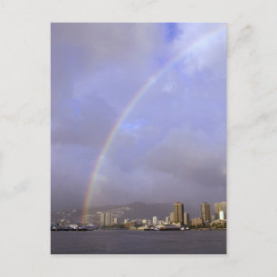 Cartão Postal Arco-íris sobre Honolulu, Havaí, EUA