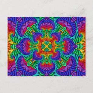 Cartão Postal Arco-Íris Vintage Fractal Psicodélico Caleidosc