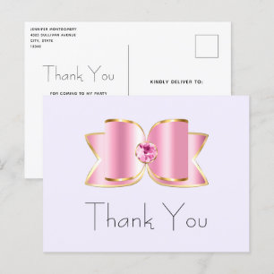 Cartão Postal Arco rosa com Gemstone central Obrigado