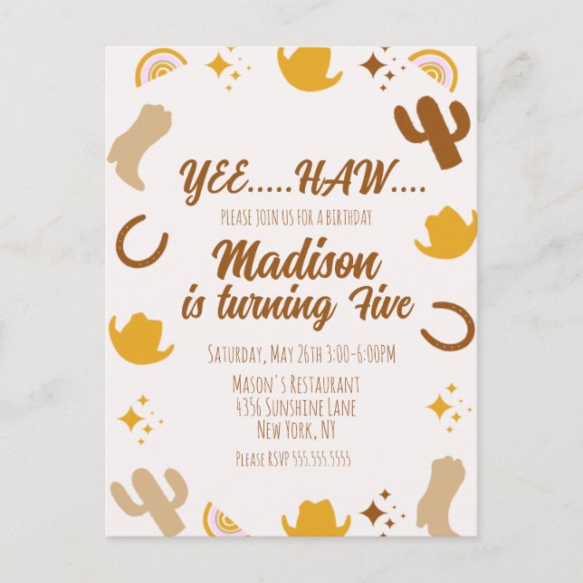 Cartão Postal Arcos-íris e Rodeios Groovy Aniversário   (Frente)