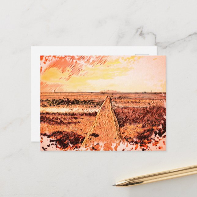 Cartão Postal Ardrossan Beach Sunset, Scotland (Frente/Verso In Situ)