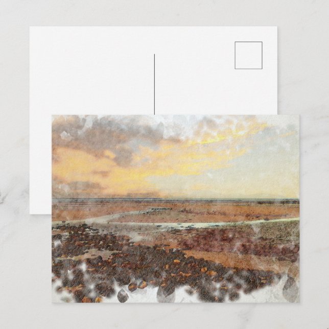 Cartão Postal Ardrossan Beach Sunset Watercolour (Frente/Verso)