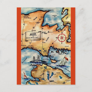 Cartão Postal Área da Ponte da Ilha de Mackinac em Postal