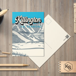 Cartão Postal Área de esqui de Killington, Winter Vermont Vintag