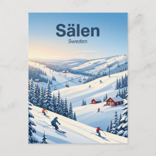 Cartão Postal Área de Esqui de Sälen Suécia