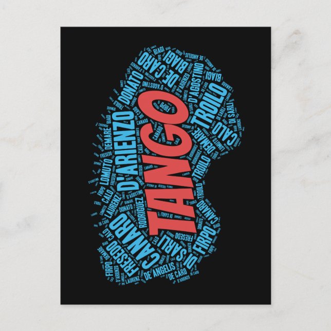 Cartão Postal Argeninte Tango Music Orchestras Font Art (Frente)