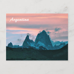 Cartão Postal Argentina: Monte Fitz Roy, Patagônia, ao anoitece